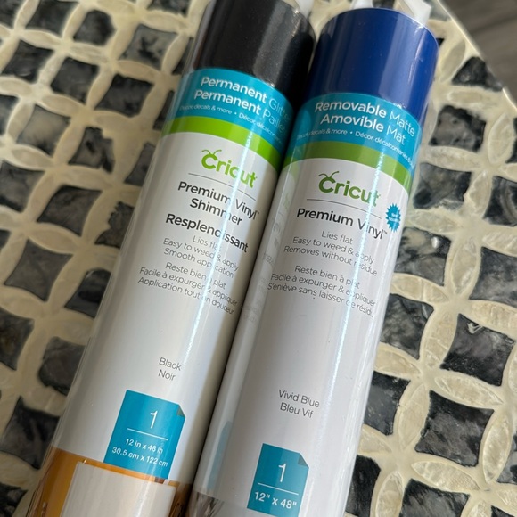 Bundle Cricut Premium Shimmer Black and Vivid Blue Rolls - Picture 1 of 5